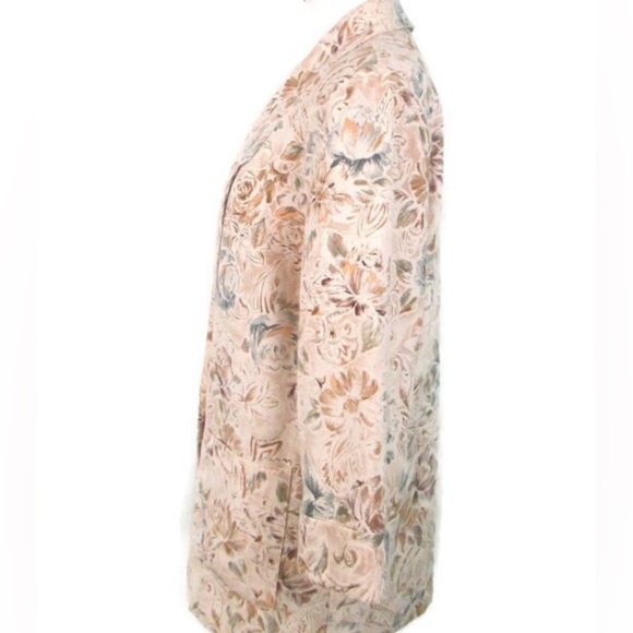 Nikki Vintage 80s Blazer Floral Pattern Neutral Rose Size 20 - Picture 3 of 8